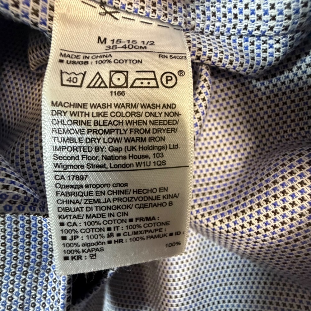 Banana Republic Grant Fit Mens M Cotton Stretch Blue Micro Pattern Shirt - Picture 6 of 6